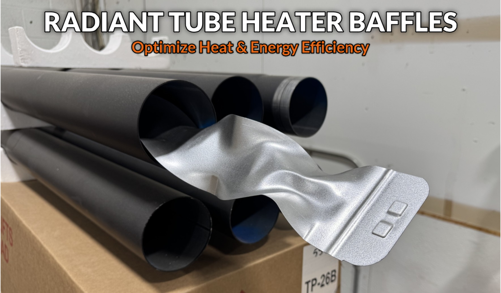 Radiant tube heater baffle installed inside heater tube to improve heat direction and energy efficiency
